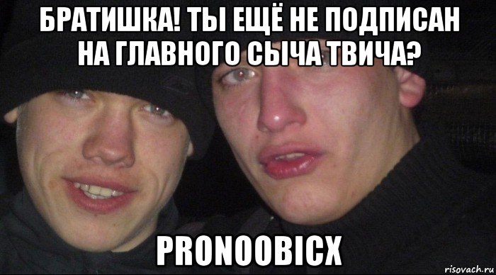 братишка! ты ещё не подписан на главного сыча твича? pronoobicx