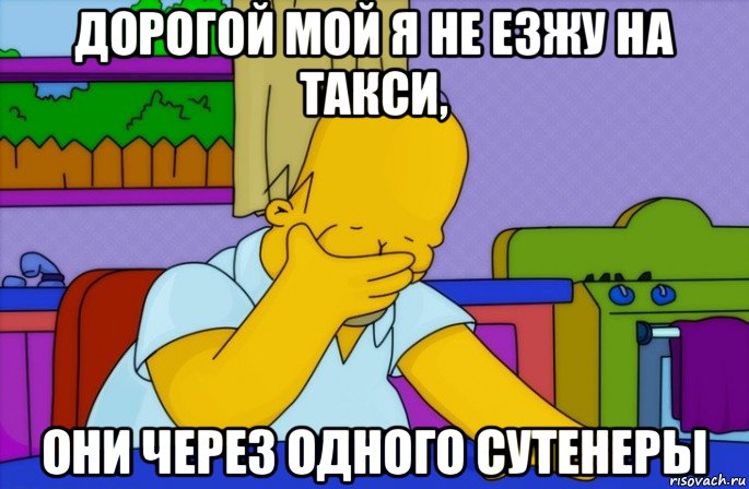 дорогой мой я не езжу на такси, они через одного сутенеры, Мем Homer simpson facepalm