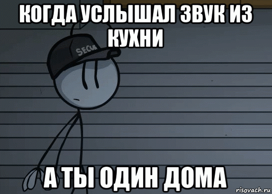 когда услышал звук из кухни а ты один дома, Мем Когда слышал дома звук из кухни