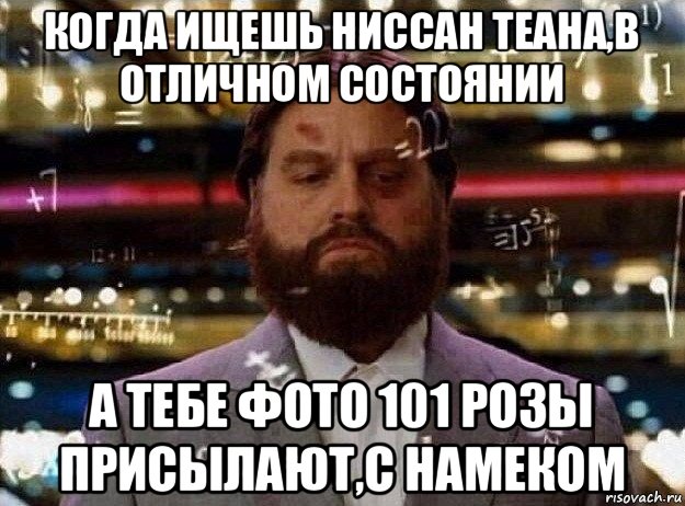 когда ищешь ниссан теана,в отличном состоянии а тебе фото 101 розы присылают,с намеком, Мем Мальчишник в вегасе