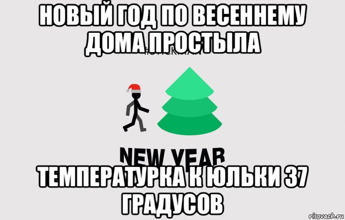 новый год по весеннему дома простыла температурка к юльки 37 градусов, Мем Новый год по весеннему