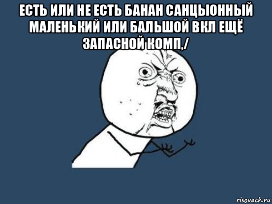 есть или не есть банан санцыонный маленький или бальшой вкл ещё запасной комп,/ , Мем Ну почему