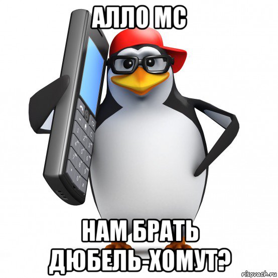 алло мс нам брать дюбель-хомут?, Мем   Пингвин звонит