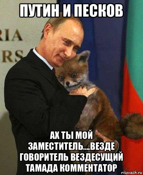 путин и песков ах ты мой заместитель....везде говоритель вездесущий тамада комментатор, Мем Путин и лиса