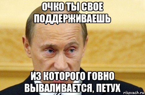 очко ты свое поддерживаешь из которого говно вываливается, петух, Мем путин