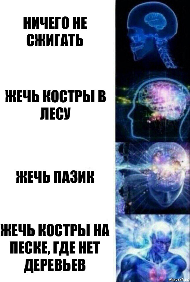 ничего не сжигать жечь костры в лесу жечь пазик жечь костры на песке, где нет деревьев, Комикс  Сверхразум