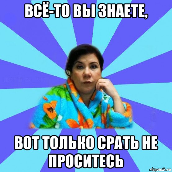 всё-то вы знаете, вот только срать не проситесь, Мем типичная мама