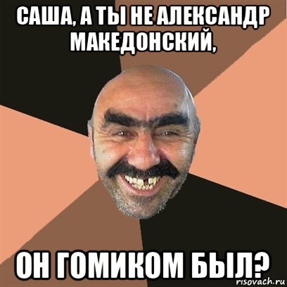 саша, а ты не александр македонский, он гомиком был?, Мем Я твой дом труба шатал