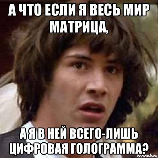 а что если я весь мир матрица, а я в ней всего-лишь цифровая голограмма?, Мем А что если (Киану Ривз)