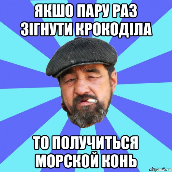 якшо пару раз зігнути крокоділа то получиться морской конь, Мем Бомж флософ