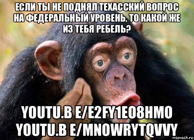 если ты не поднял техасский вопрос на федеральный уровень, то какой же из тебя ребель? youtu.b e/e2fy1eo8hmo youtu.b e/mnowrytqvvy, Мем Да как же мне тебе объяснить - Гоминид объясняет