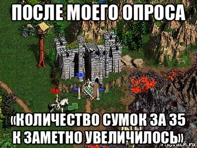 после моего опроса «количество сумок за 35 к заметно увеличилось», Мем Герои 3