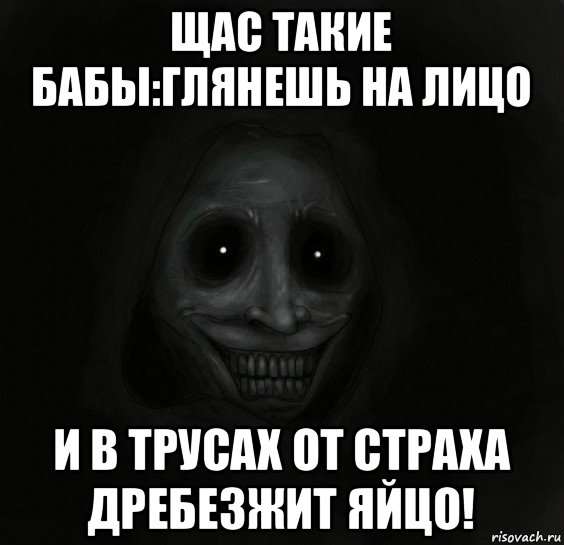 щас такие бабы:глянешь на лицо и в трусах от страха дребезжит яйцо!, Мем Ночной гость