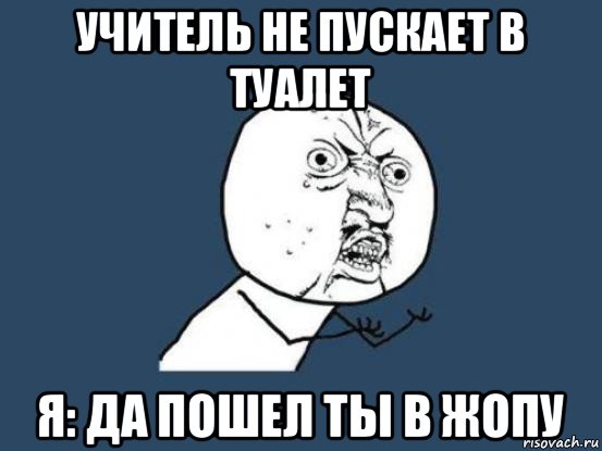 учитель не пускает в туалет я: да пошел ты в жопу, Мем Ну почему