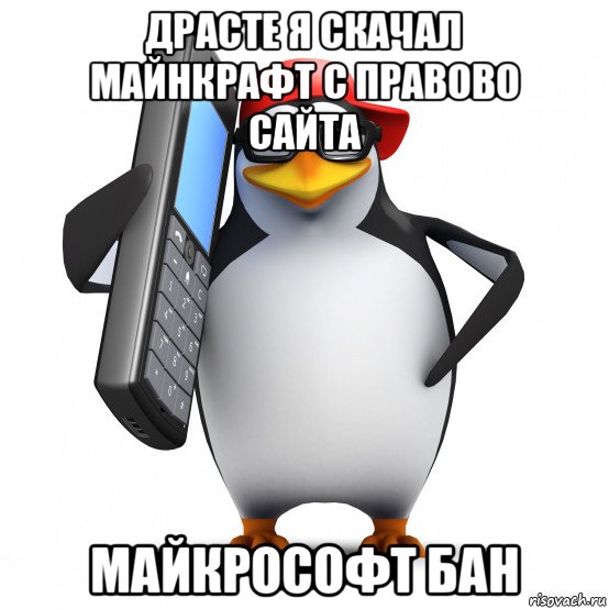 драсте я скачал майнкрафт с правово сайта майкрософт бан, Мем   Пингвин звонит