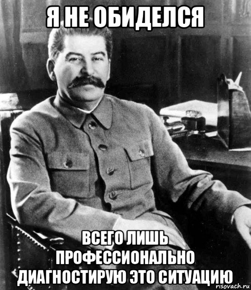 я не обиделся всего лишь профессионально диагностирую это ситуацию, Мем  иосиф сталин