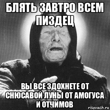 блять завтро всем пиздец вы все здохнете от снюсавой луны от амогуса и отчимов, Мем Ванга