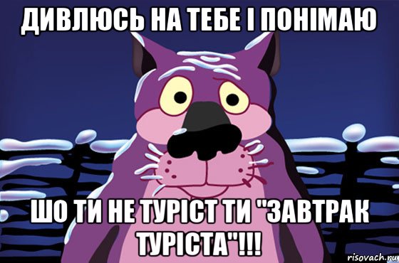 дивлюсь на тебе і понімаю шо ти не туріст ти "завтрак туріста"!!!