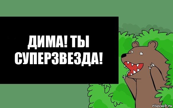 Дима! Ты суперзвезда!, Комикс Надпись медведя из кустов