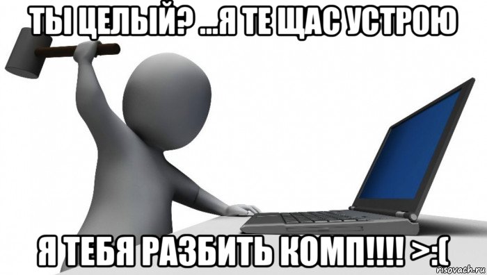 ты целый? ...я те щас устрою я тебя разбить комп!!!! >:(