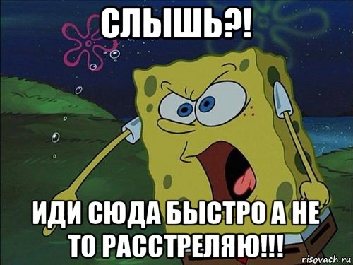 слышь?! иди сюда быстро а не то расстреляю!!!